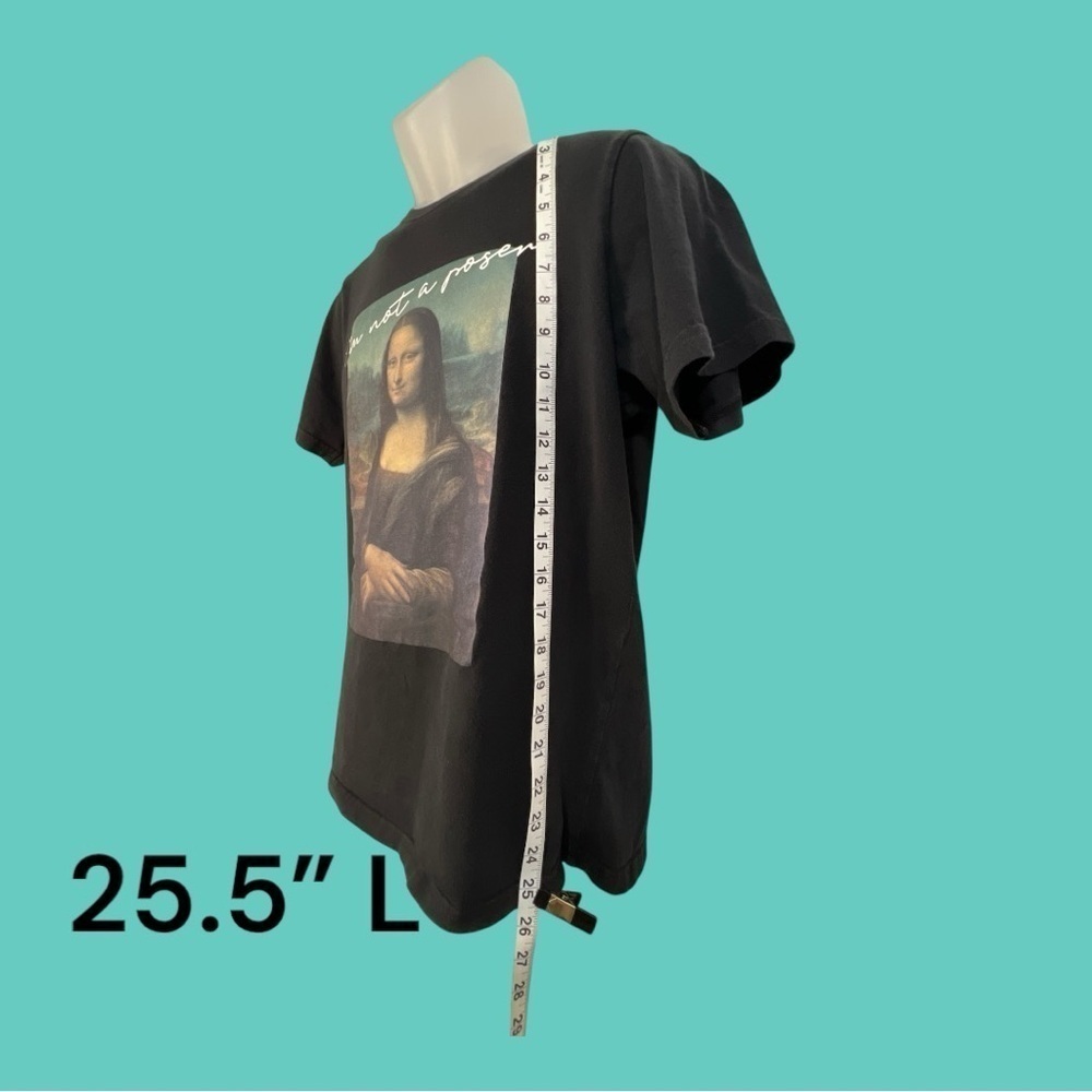 La Gioconda Mona Lisa “I’m not a poser” Graphic T-Shirt Pull & Bear Men’s Small - Picture 2 of 6